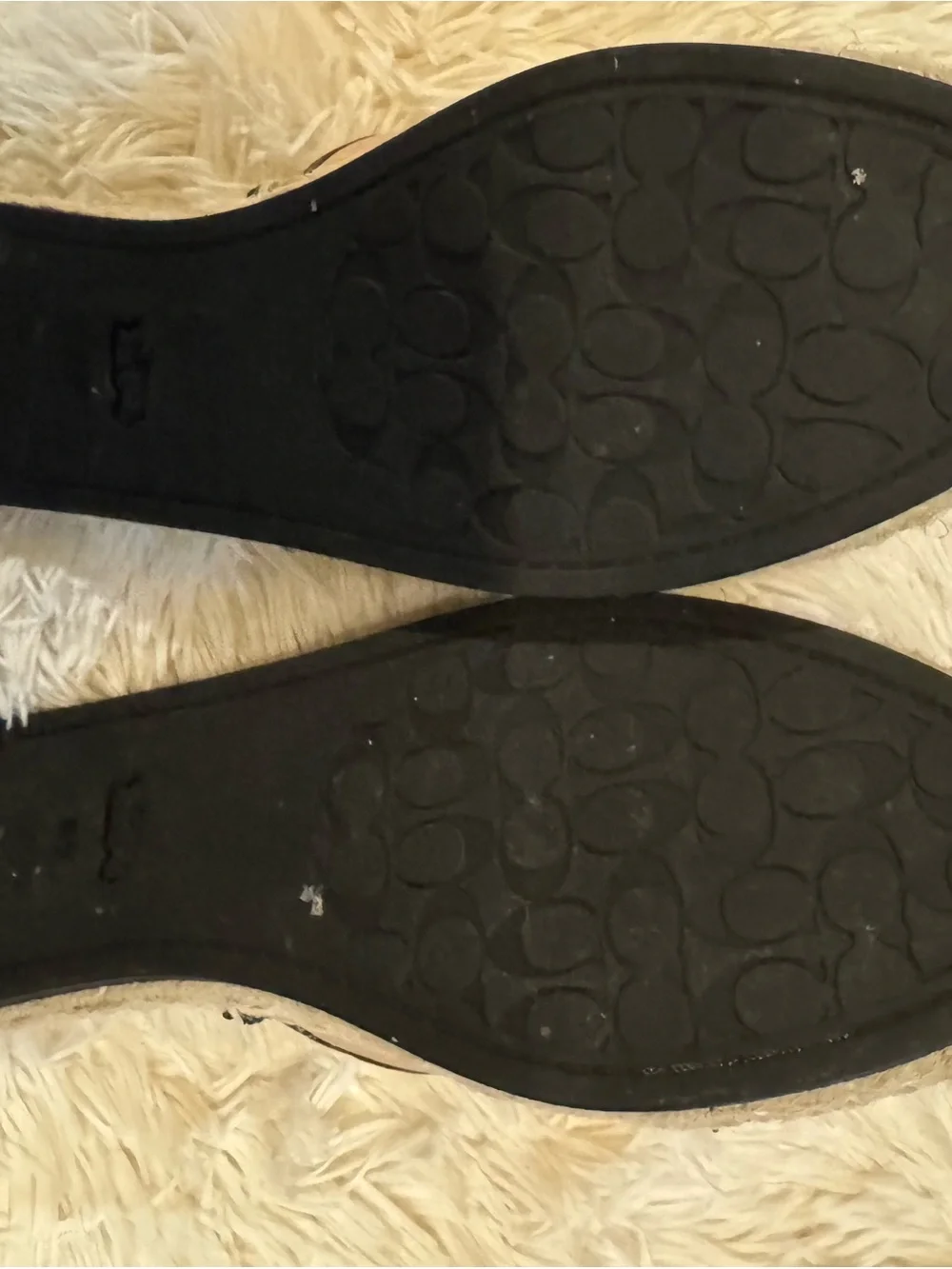 Coach Women’s Beige Espadrille Slide with Black Logo